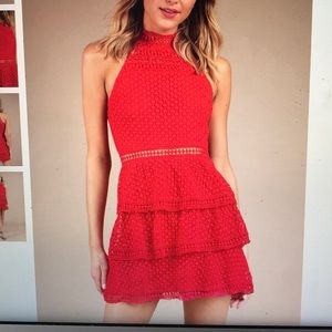 Red Lace Skater Dress